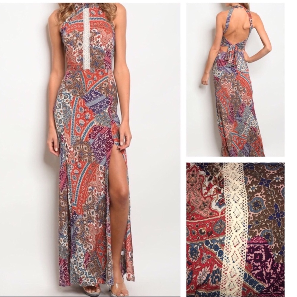 5⭐️FAV Bohemian Crochet Backless Maxi - Picture 3 of 5
